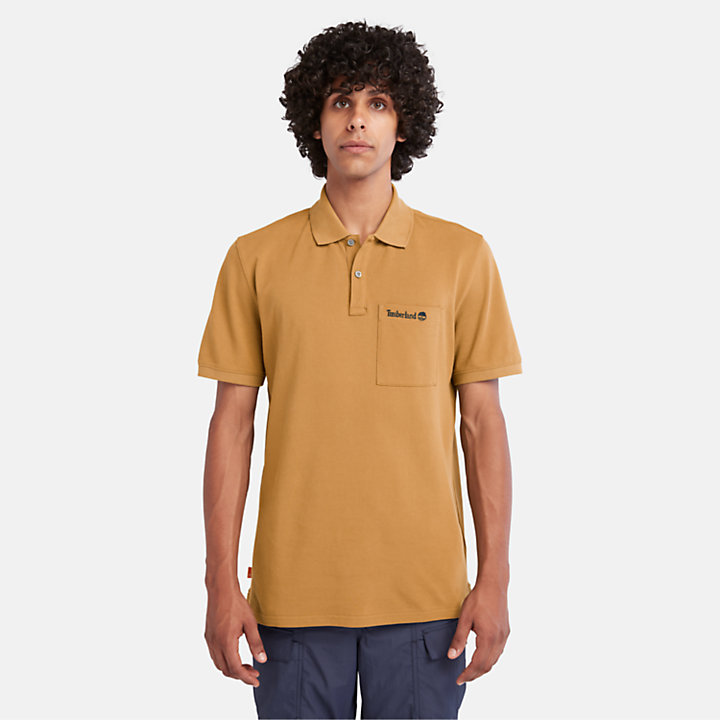 Poloshirt mit Tasche für Herren in Gelb-
