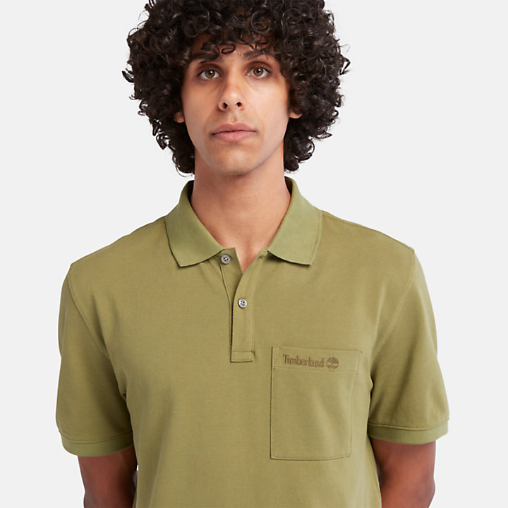 Polo avec poche pour homme en vert-