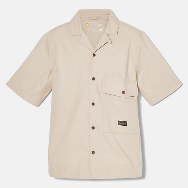 Geweven Shop Overhemd voor heren in beige-