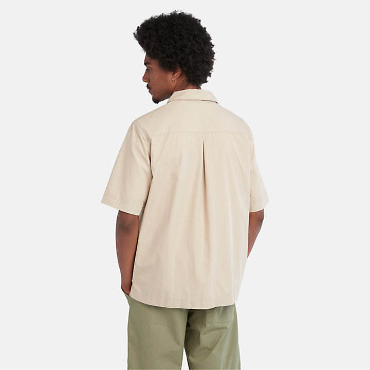 Geweven Shop Overhemd voor heren in beige-