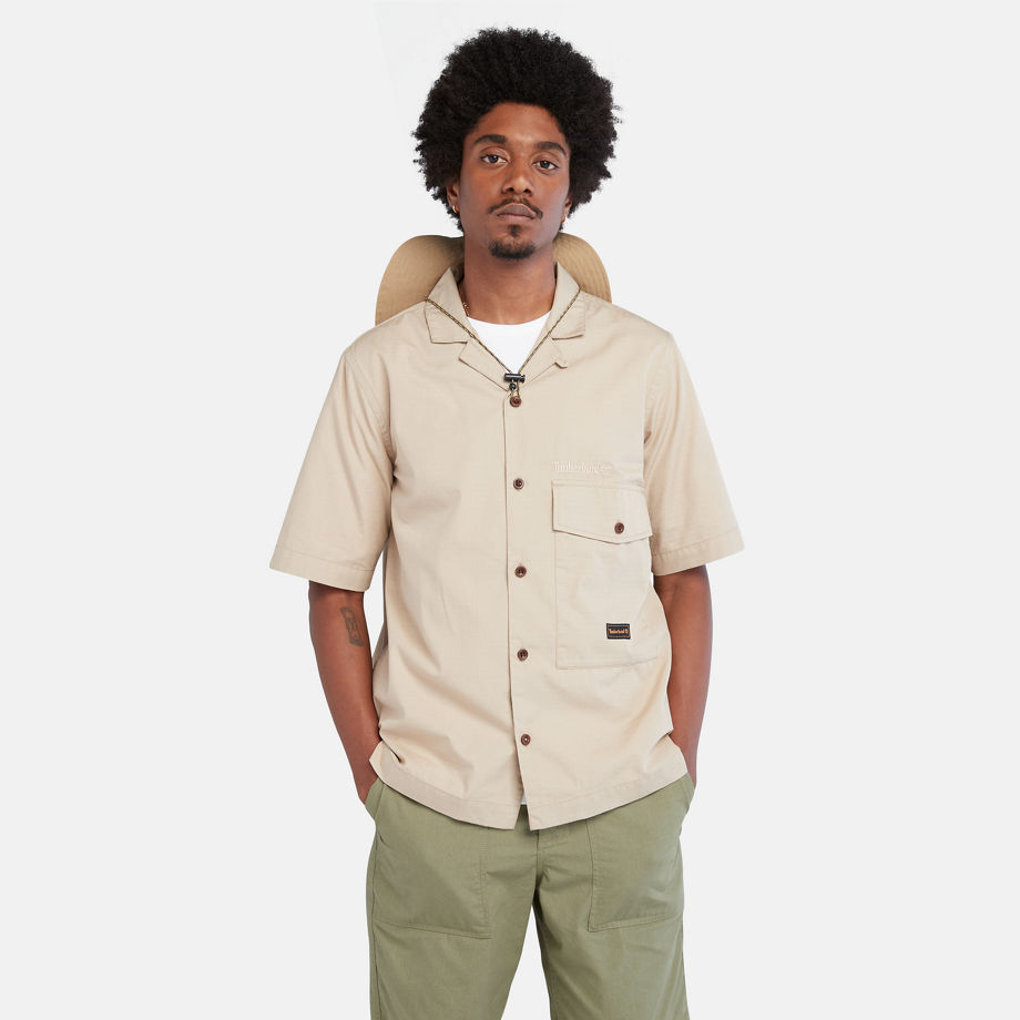 Timberland Woven Shop Shirt For Men In Beige Beige, Size S