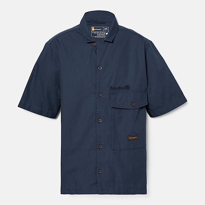 Geweven Shop Overhemd voor heren in marineblauw
