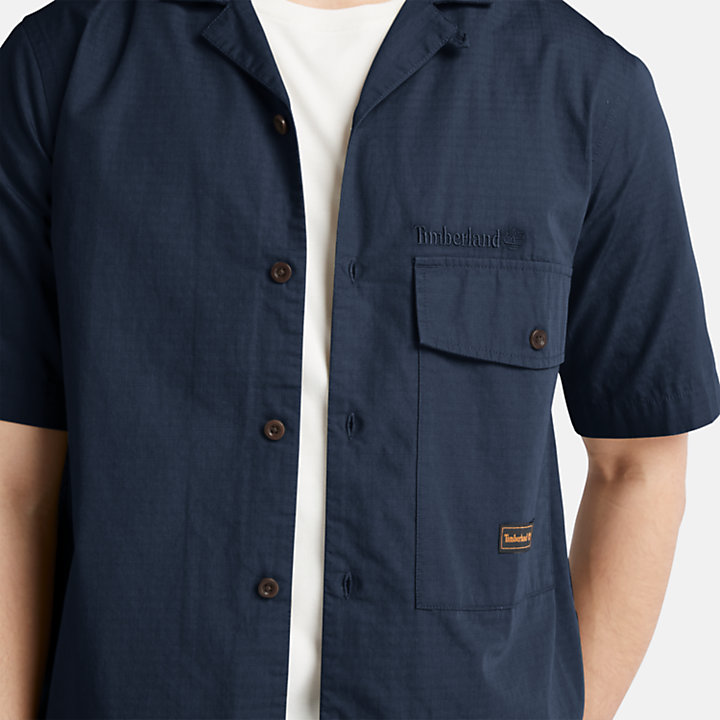 Camisa tejida de trabajo para hombre en azul marino-