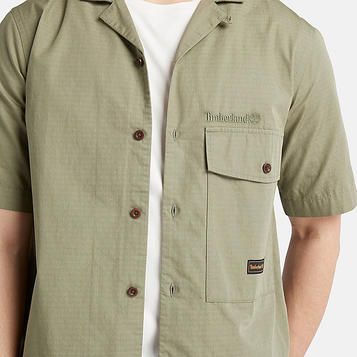 Camicia in Tessuto Stile Workwear da Uomo in verde