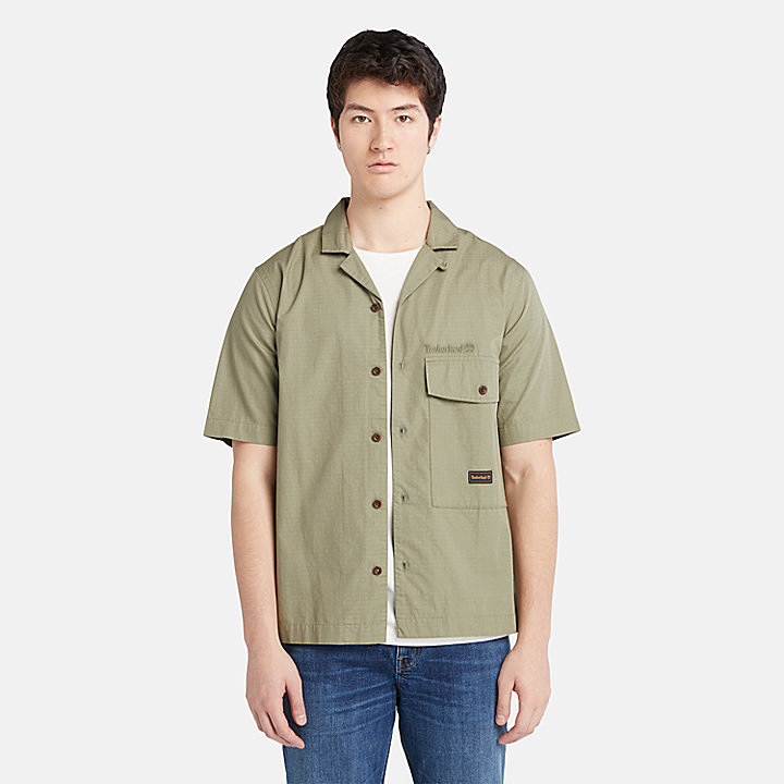 Camisa tejida de trabajo para hombre en verde