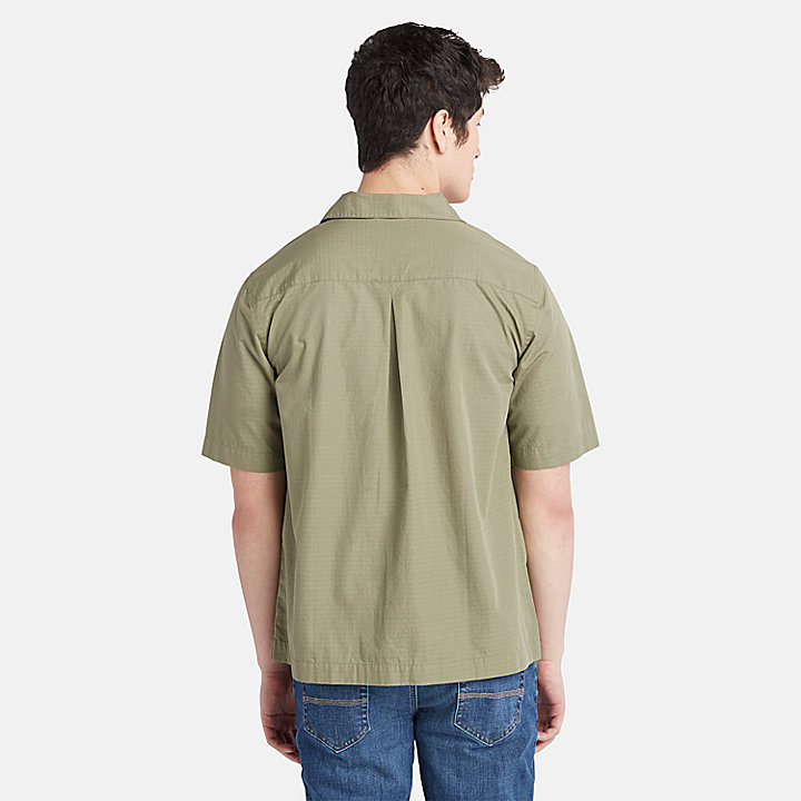 Camicia in Tessuto Stile Workwear da Uomo in verde