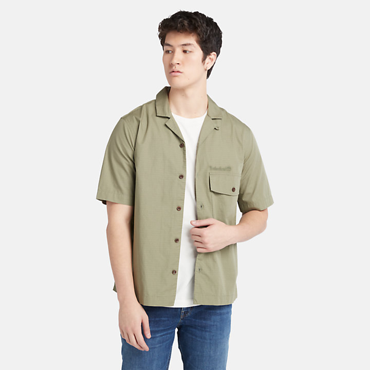 Camicia in Tessuto Stile Workwear da Uomo in verde-