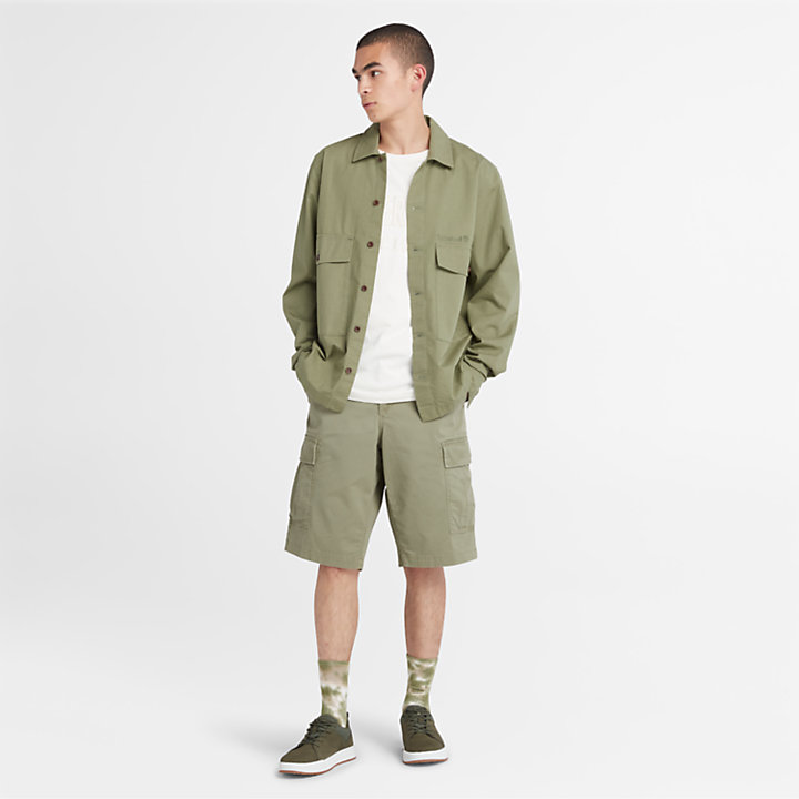 Overshirt Workwear a Due Tasche da Uomo in verde-