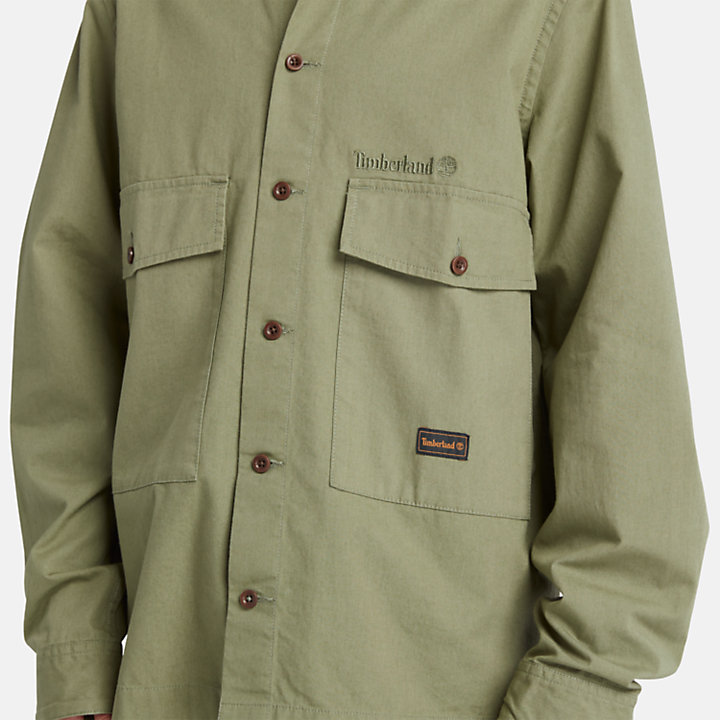 Two-Pocket Workwear Overshirt for Men in Green-