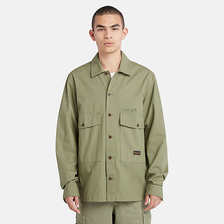 Two-Pocket Workwear Overshirt for Men in Green