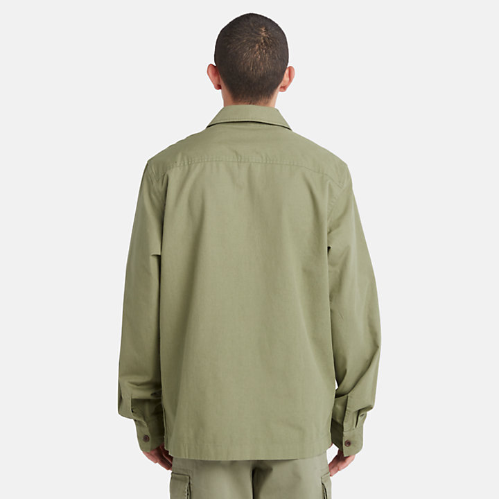 Two-Pocket Workwear Overshirt for Men in Green-
