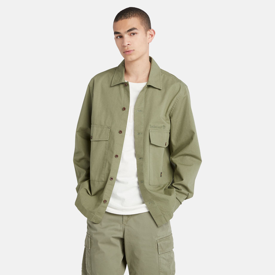 Timberland Two-pocket Workwear Overshirt For Men In Green Green