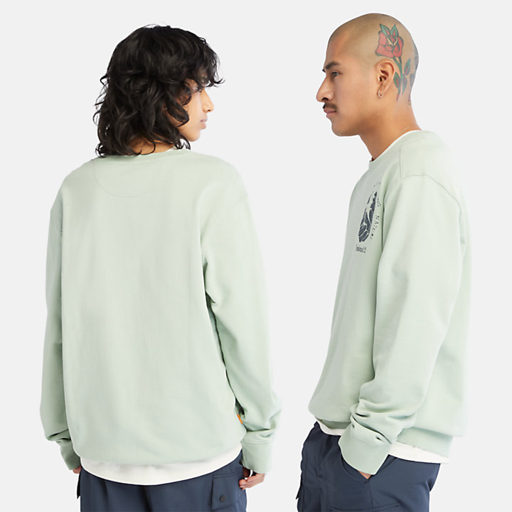Sweat-shirt à motif unisexe en vert-