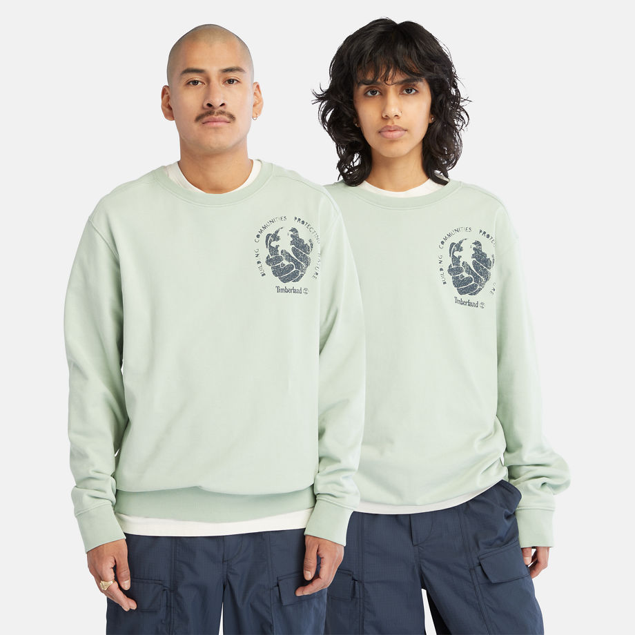 Timberland All Gender Graphic Sweatshirt In Green Light Green Unisex, Size XS