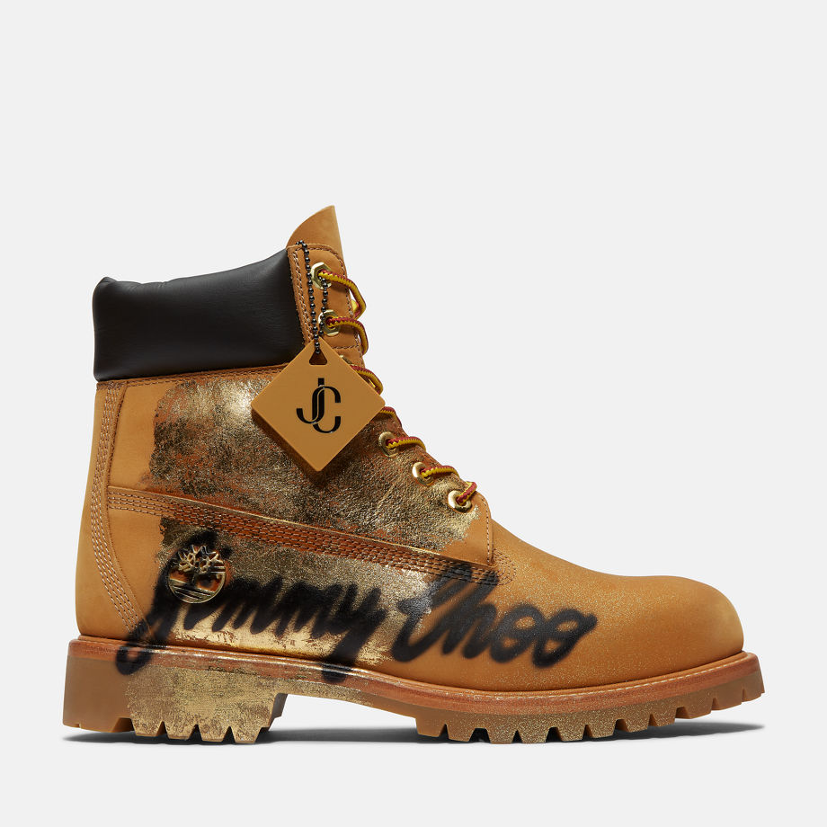 Jimmy Choo X Timberland Spray-painted Boot For Men In Yellow Light Brown