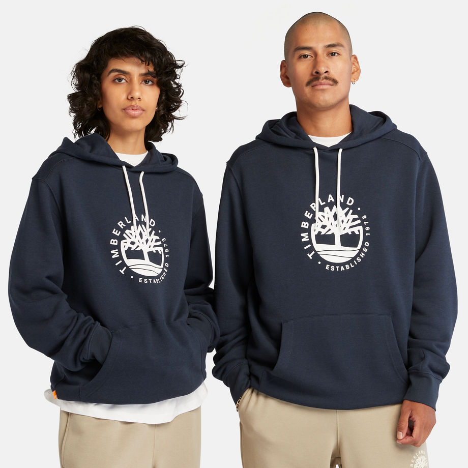 Timberland All Gender Logo Hoodie With Tencel Lyocell And Refibra Technology In Navy Navy Unisex, Si