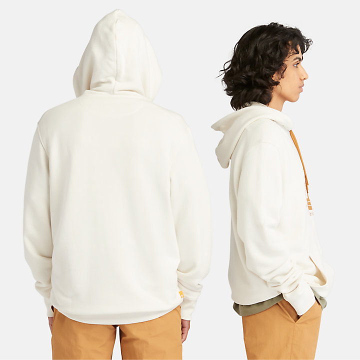 Sweat à capuche avec logo en Lyocell Tencel™ doté de la technologie Refibra™ pour homme en blanc-