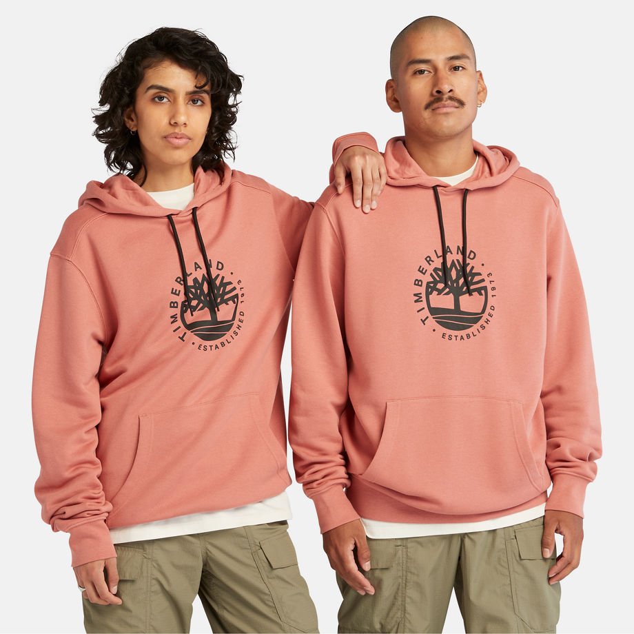 Timberland All Gender Logo Hoodie With Tencel Lyocell And Refibra Technology In Red Red Unisex
