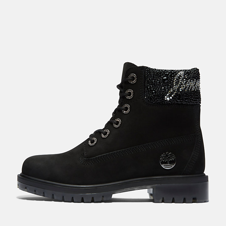 Jimmy Choo x Timberland® 6 Inch Crystal-Collar Boot for Women in Black ...