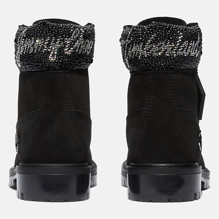 6-inch Boot Jimmy Choo x Timberland® avec col à strass pour femme en noir-
