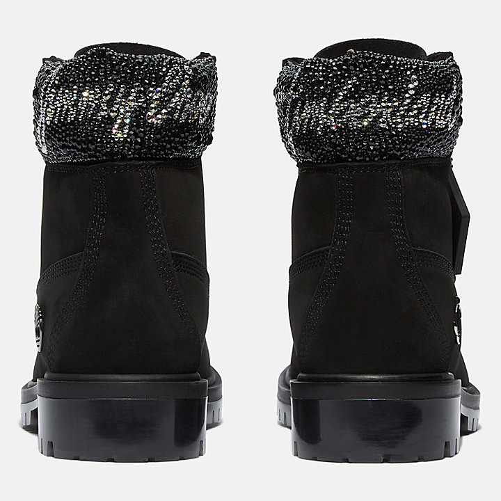 Jimmy Choo x Timberland® 6 Inch Crystal-Collar Boot voor dames in zwart