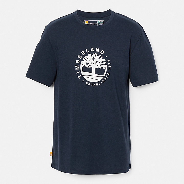 T-shirt Gráfica com Logótipo Refibra™ Sem Género em azul-marinho