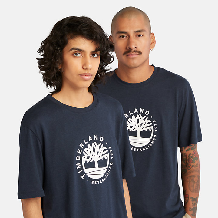 T-shirt con Logo Refibra™ in da Uomo blu marino-