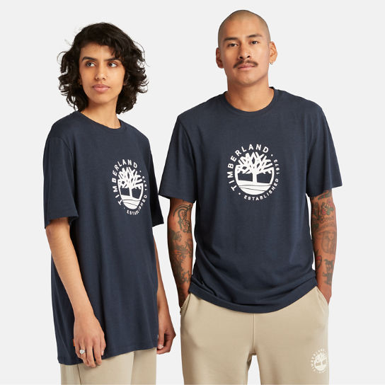 Camiseta con logotipo gráfico y tecnología Refibra™ para hombre en azul marino | Timberland