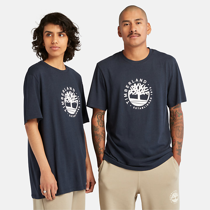 Refibra™ Unisex-T-Shirt mit Grafiklogo in Navyblau-
