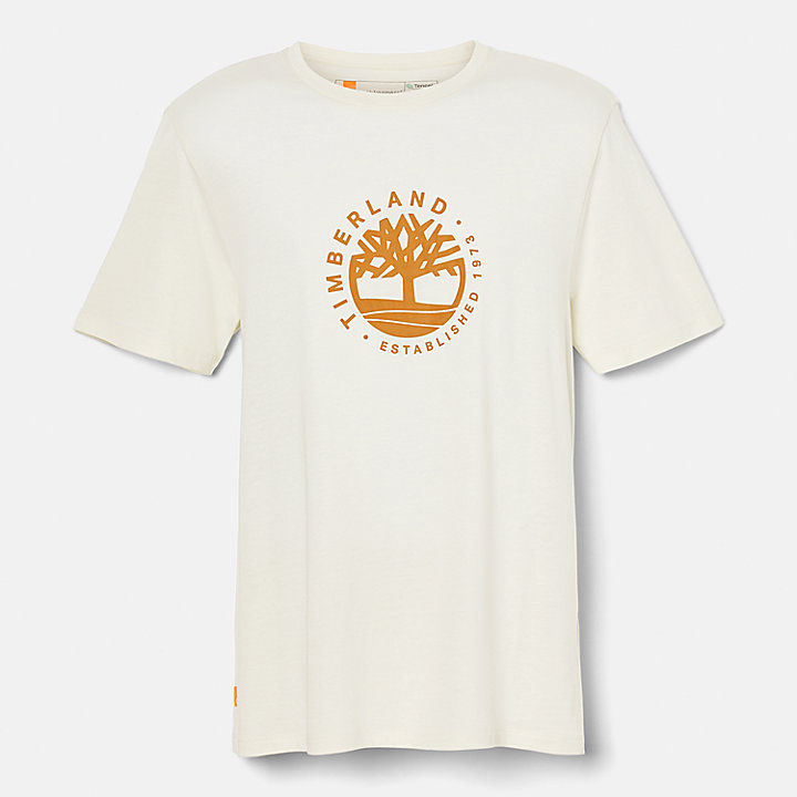 Camiseta unisex con logotipo gráfico y tecnología Refibra™ en blanco