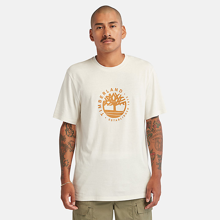 Refibra™ Unisex-T-Shirt mit Grafiklogo in Weiß