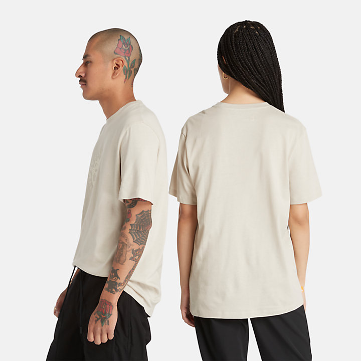 Tencel™ x Refibra™ T-shirt met Grafisch Logo in beige-