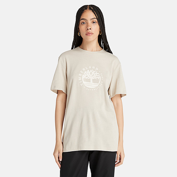 Tencel™ x Refibra™ T-shirt met Grafisch Logo in beige