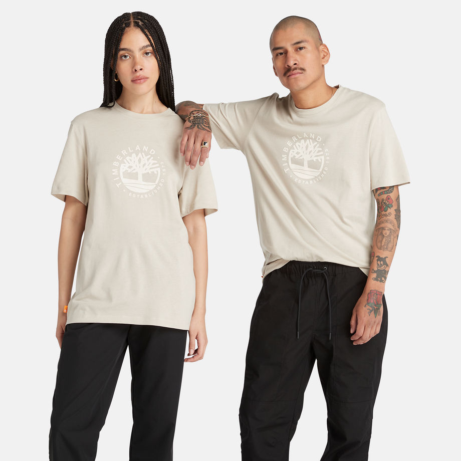 Timberland T-shirt Con Logo Grafico Tencel X Refibra In Beige Beige Uomo