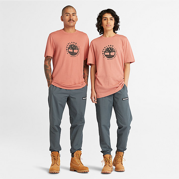 T-shirt Grafica con Logo Refibra™ All Gender in mogano chiaro