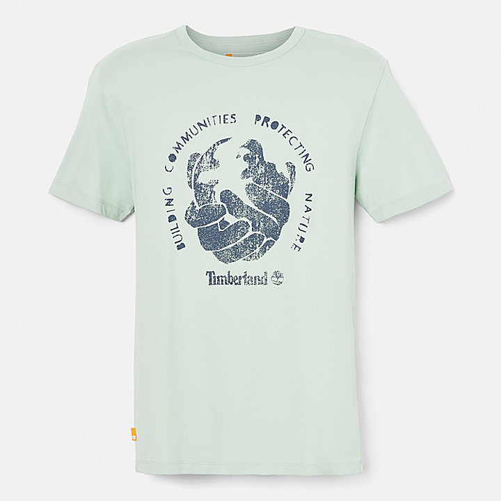 Camiseta Building Communities Protecting Nature para hombre en verde claro