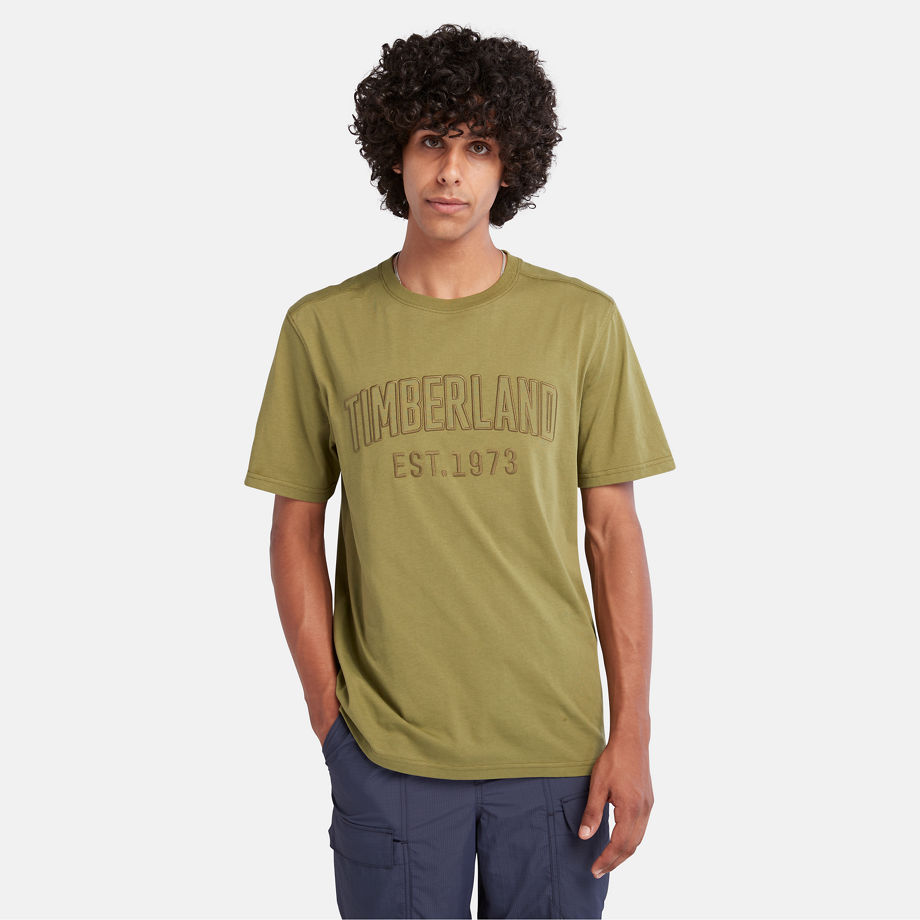 Timberland Modern Wash Brand Carrier Tee For Men In Dark Green Green, Size L