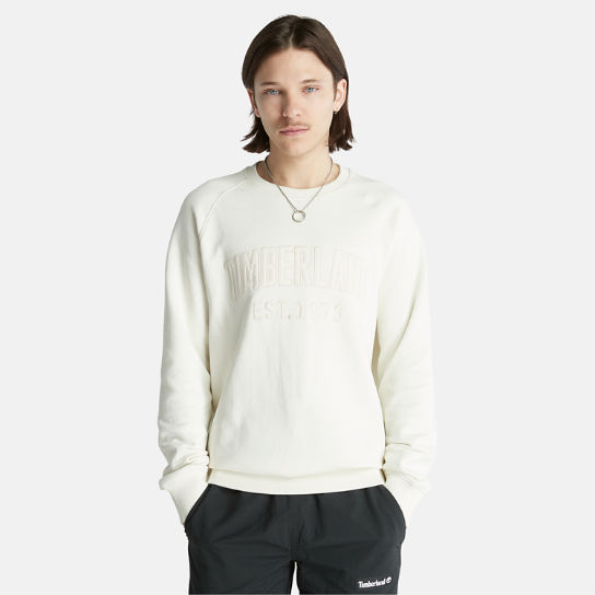 Modern Wash Logo Sweatshirt for Men in White | Timberland