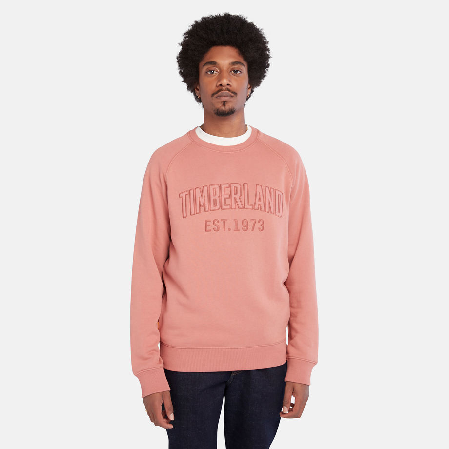 Timberland Modern Wash Logo Sweatshirt For Men In Maroon Red, Size XL