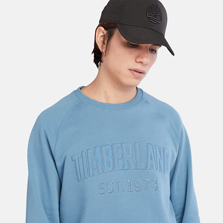 Sweat-shirt moderne à logo délavé pour homme en bleu-