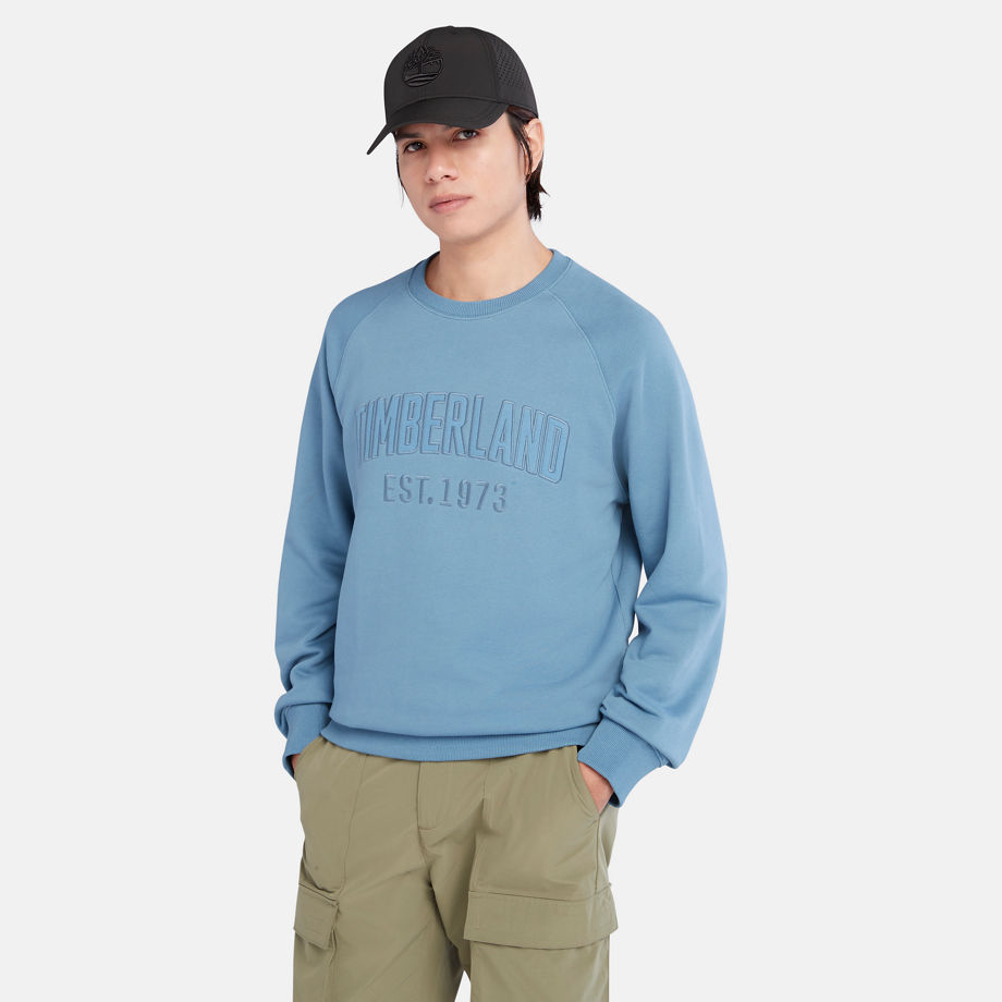Timberland Modern Wash Logo Sweatshirt For Men In Blue Blue, Size M
