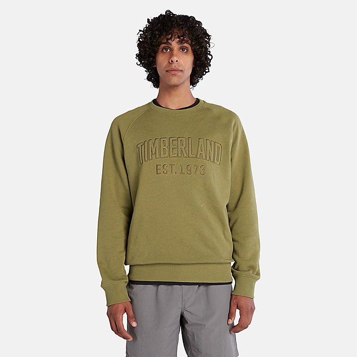 Modern Wash Logo Sweatshirt for Men in (Dark) Green