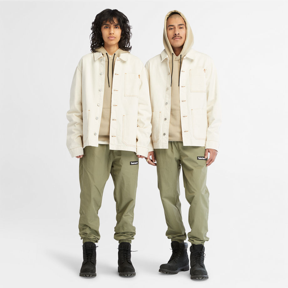 Timberland All Gender Cotton Hemp Denim Chore Jacket In Beige Beige Unisex, Size XXL