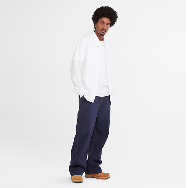 Linen Pocket Shirt for Men in White-