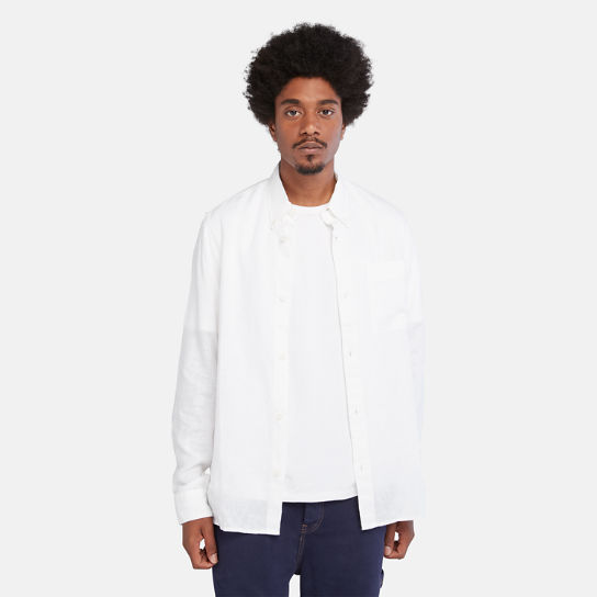 Linnen Overhemd met zakje voor heren in wit | Timberland