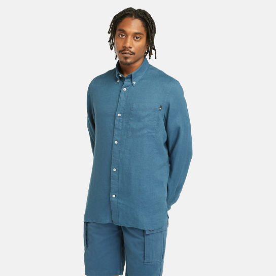 Chemise en lin à poche pour homme en bleu | Timberland