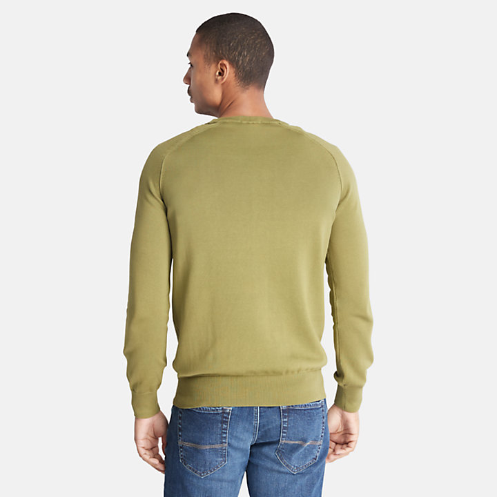 Modern Wash trui met ronde hals voor heren in (donker)groen-