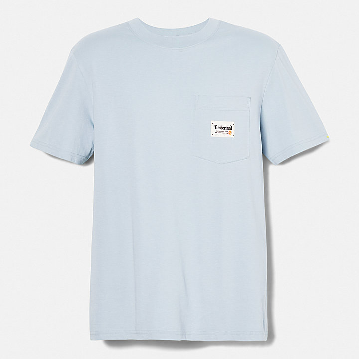 Camiseta de algodón con bolsillo para hombre en azul claro