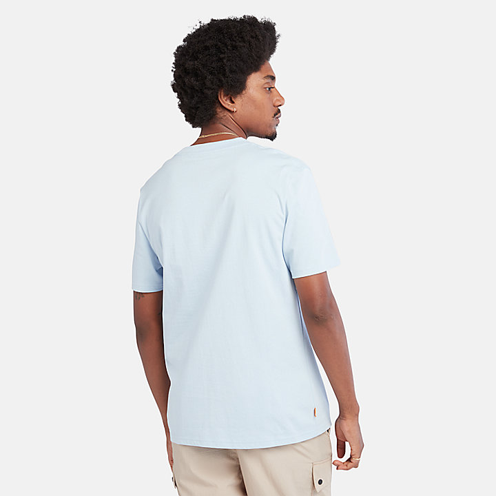 T-shirt em Algodão com Bolso para Homem em azul-claro