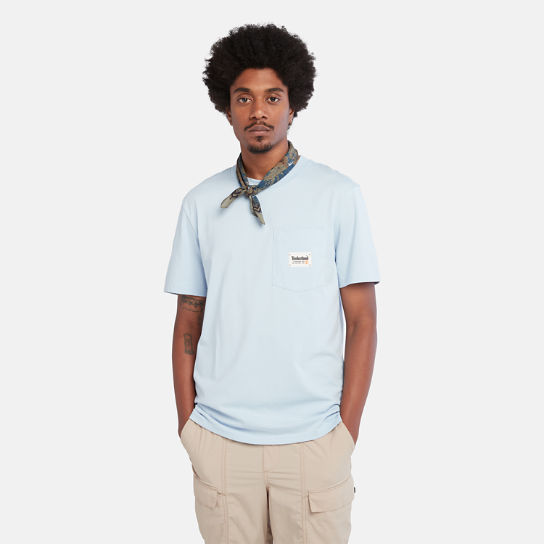 Cotton Pocket Tee for Men in Light Blue | Timberland